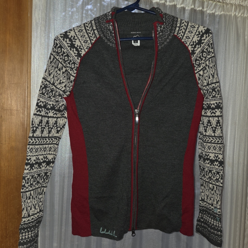 Eddie Bauer Merino Wool Women's Zip Up Sweater Size Small